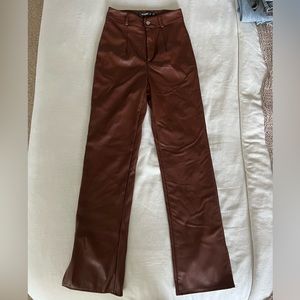 Missguided brown faux leather pants size 4
